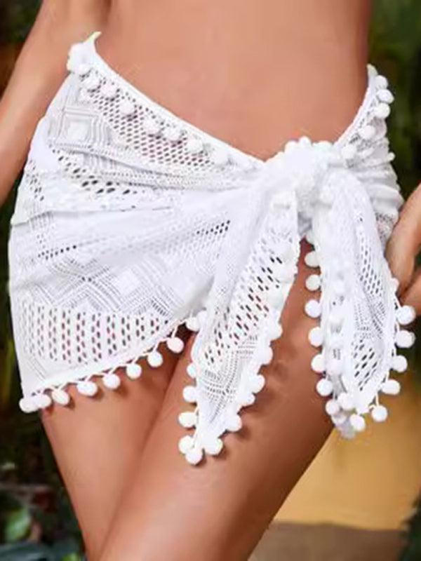 See-Through Hollow Strap Irregular Beach Skirt for Trendy Summer Style - SALA
