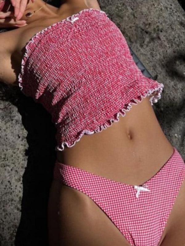 Sensual Plaid Print Bikini Set for Women - SALA