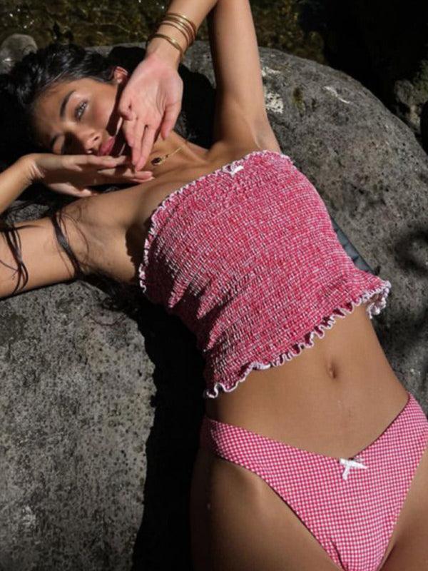 Sensual Plaid Print Bikini Set for Women - SALA