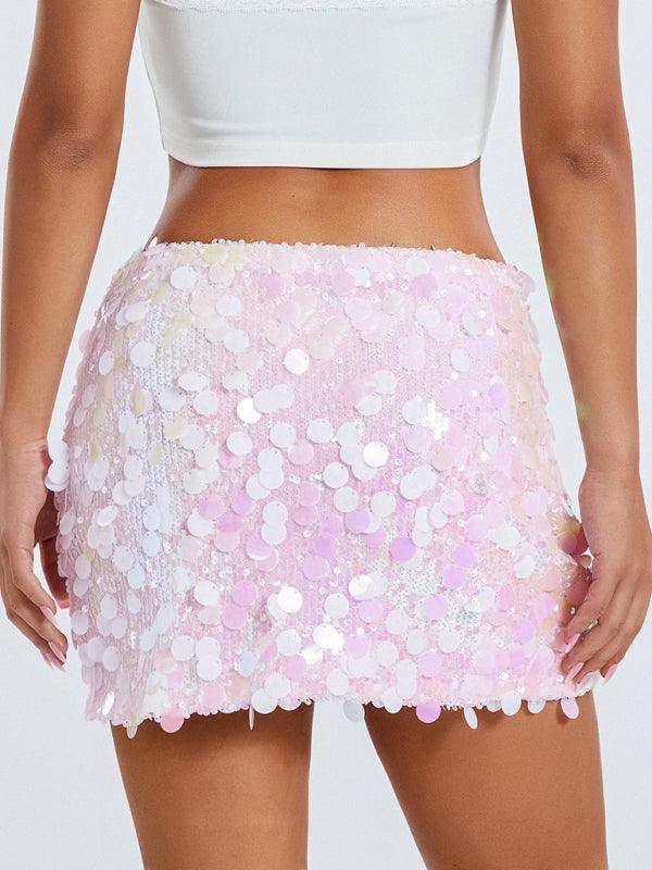 Sequin Embellished Asymmetrical Skirt - Trendy Addition to Your Closet - SALA