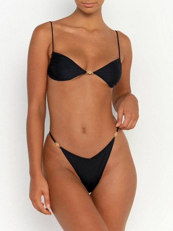 Sleek Backless Split Strappy Bikini for Women - SALA