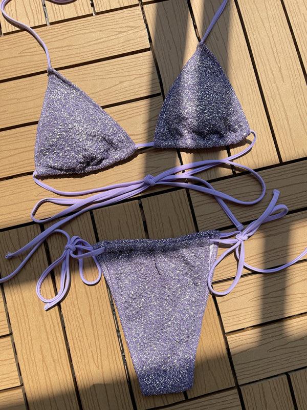 Strap Triangle Glitter Bikini Swimsuit - SALA