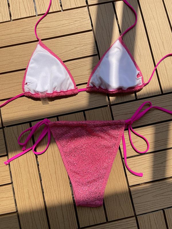 Strap Triangle Glitter Bikini Swimsuit - SALA