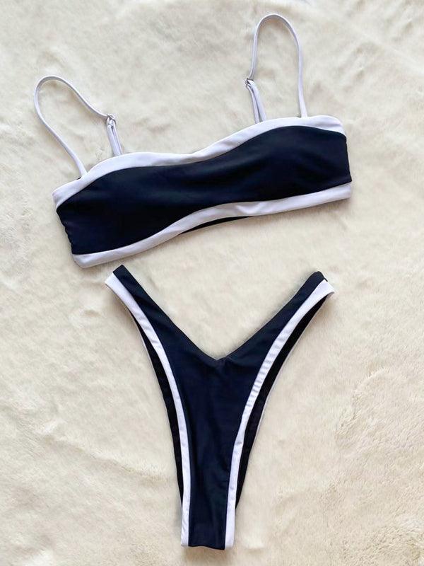 Sultry Split Splice Suspender Bikini Top with Tube Design - SALA