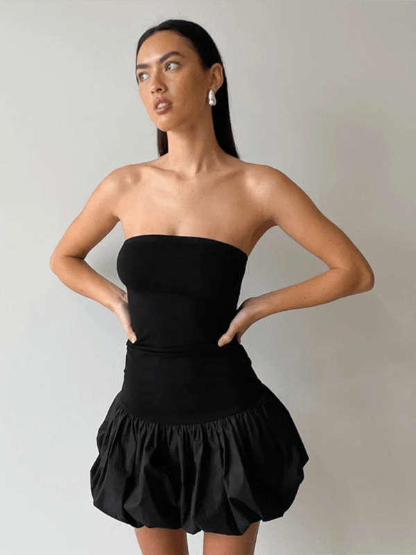 Vibrant Two-Tone Tube Top Bodycon Mini Dress - SALA