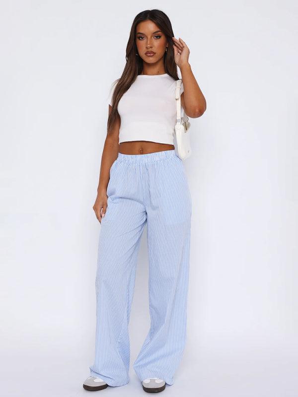 Women’s Casual Striped Pants With Wide Leg Fit - SALA