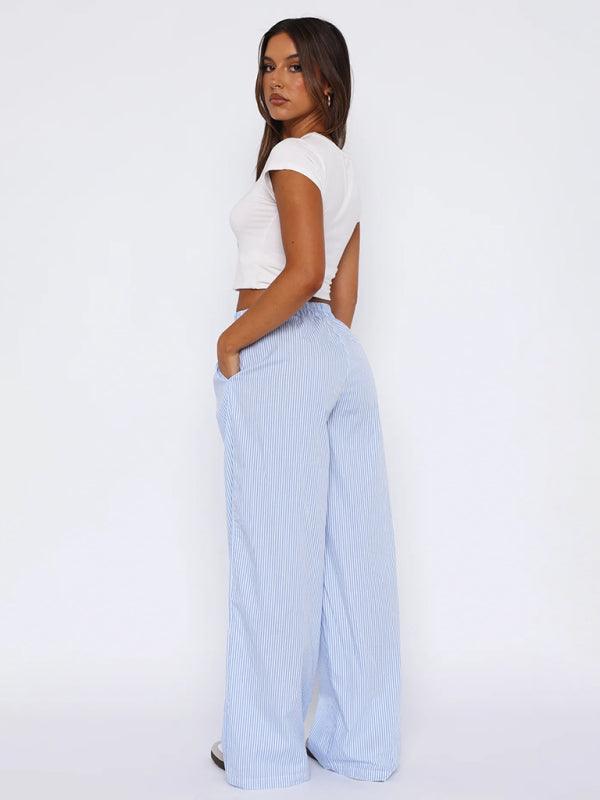 Women’s Casual Striped Pants With Wide Leg Fit - SALA