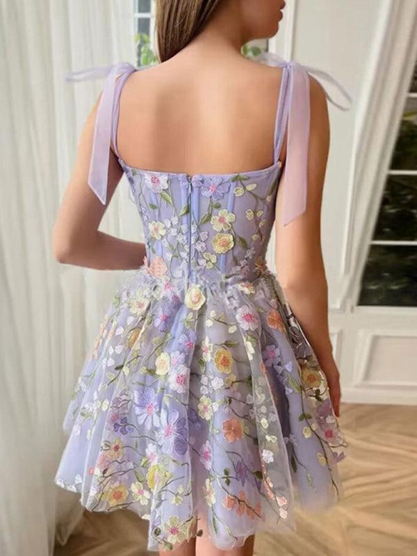 Women's Floral Embroidered Suspender Dress - SALA