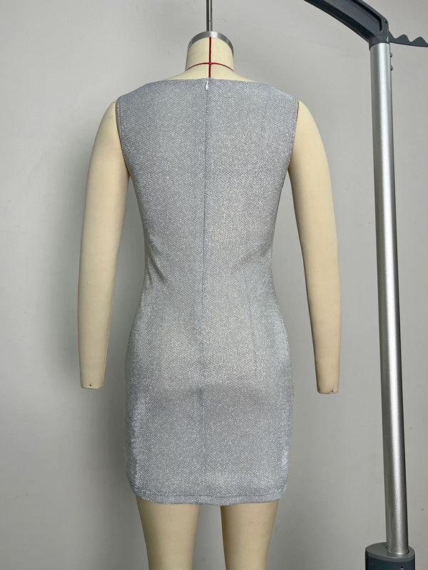 Women's Glittered Dress With 3-D Flower & Hollow Cut Design - SALA