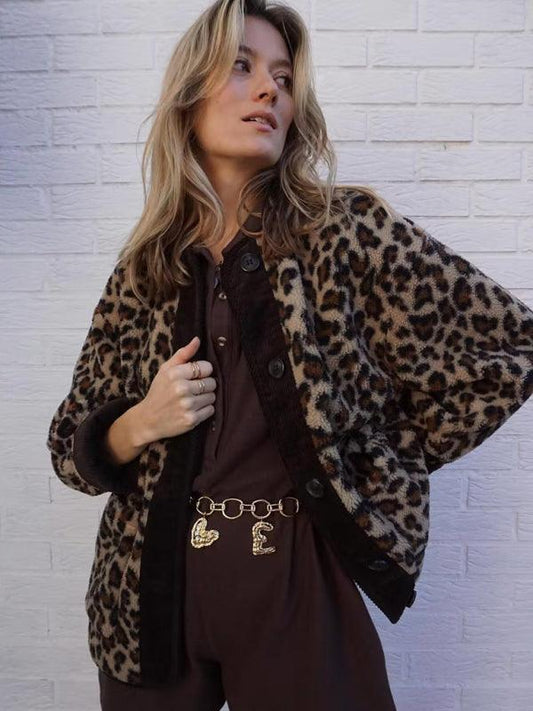 Women’s Leopard Printed Lambswool Jacket - SALA