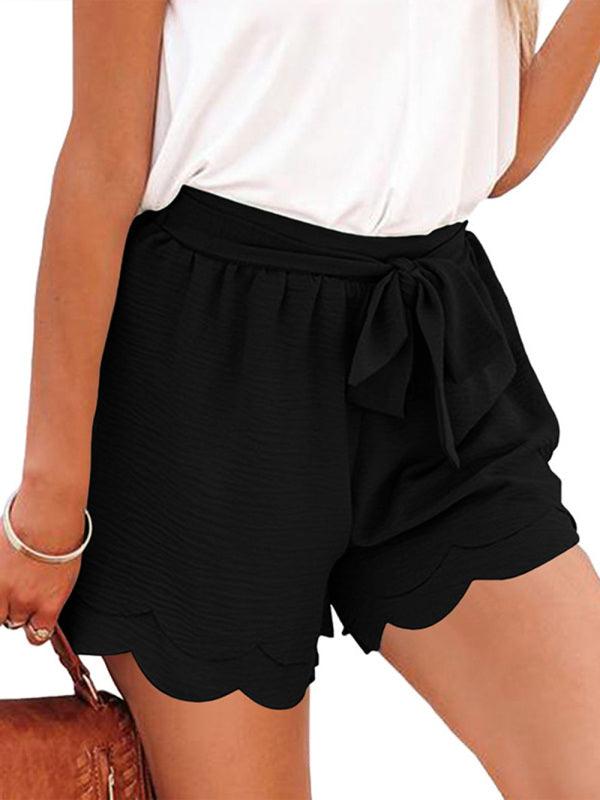 Women's Petal Layered Waist Shorts With Butterfly Ribbon Belt - SALA