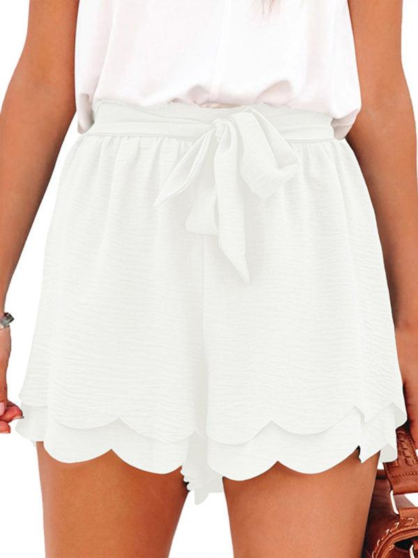 Women's Petal Layered Waist Shorts With Butterfly Ribbon Belt - SALA