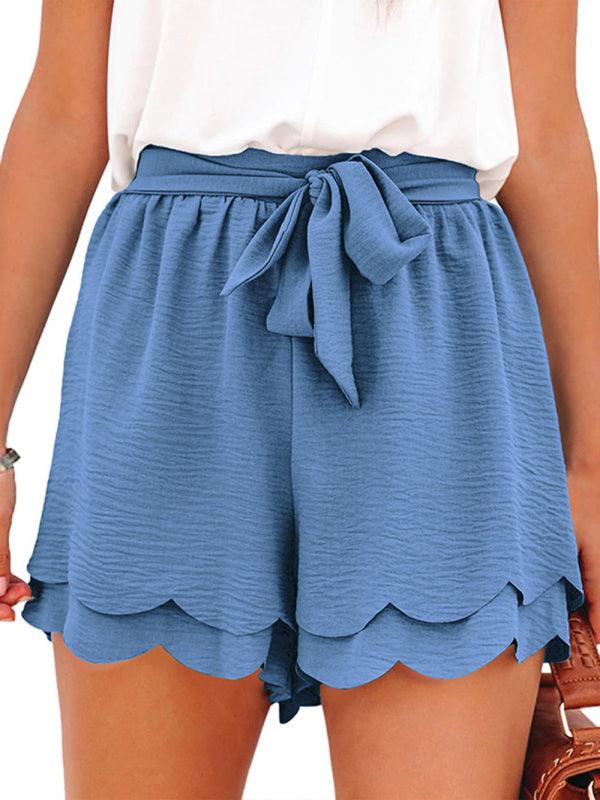 Women's Petal Layered Waist Shorts With Butterfly Ribbon Belt - SALA