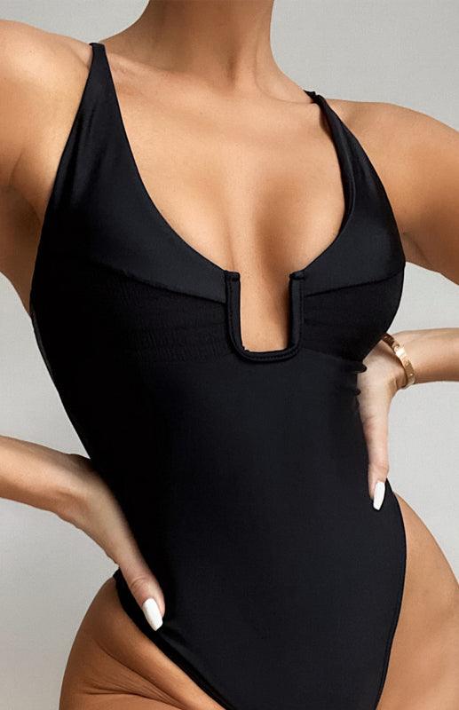 Women's Splicing One-Piece U-Rest Swimsuit