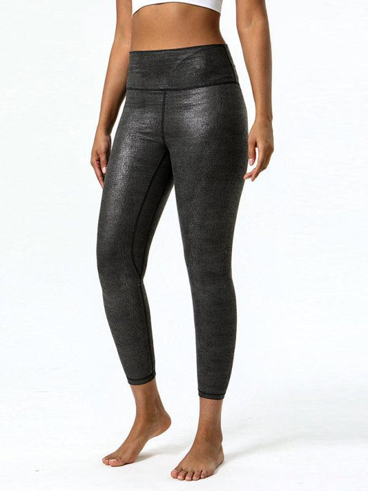 Textured-leather High-stretch Yoga Pants