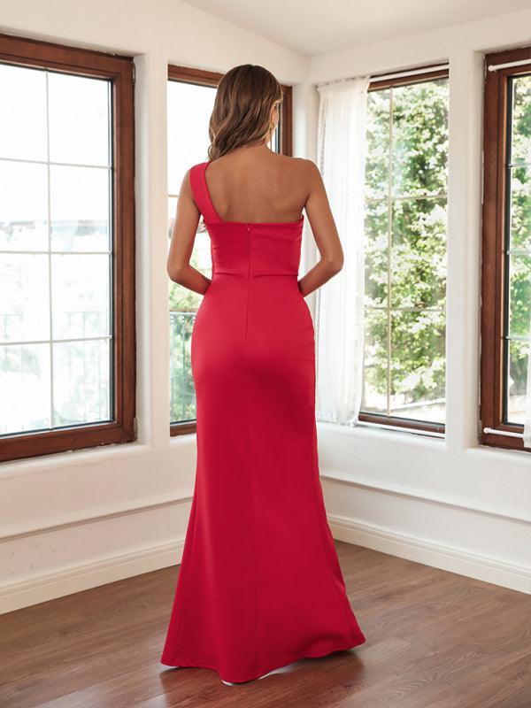 Woman's One Shoulder Trailing Slit Dress - SALA