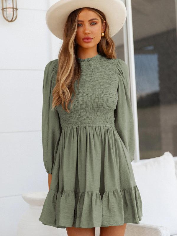 Women's Ruffled Balloon Sleeve Dress - SALA