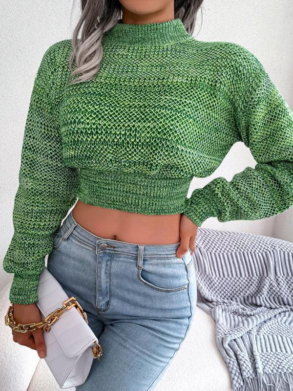Women's Long Sleeve Navel Knitted Sweater - SALA