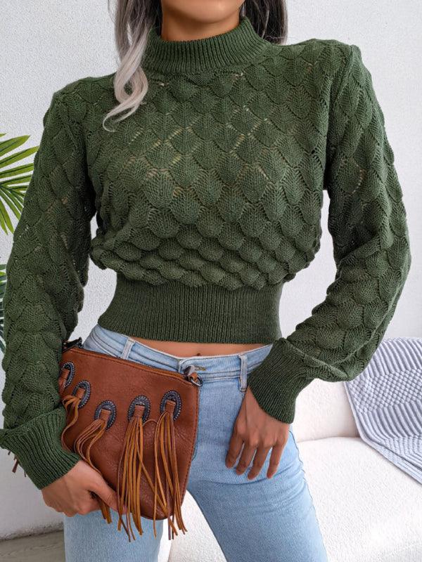 Women's Long Sleeve Navel Knitted Sweater - SALA