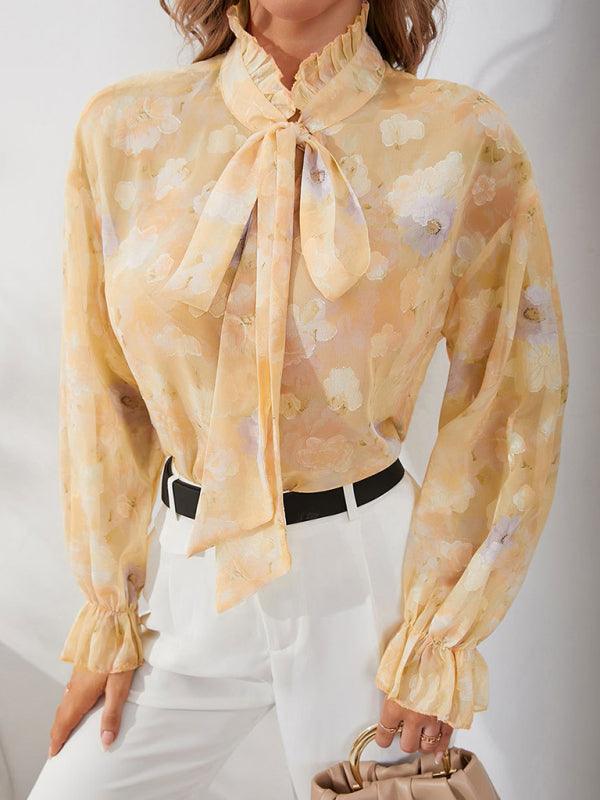 Women's Tie Dye Chiffon Long Sleeve Elegant Shirt - SALA