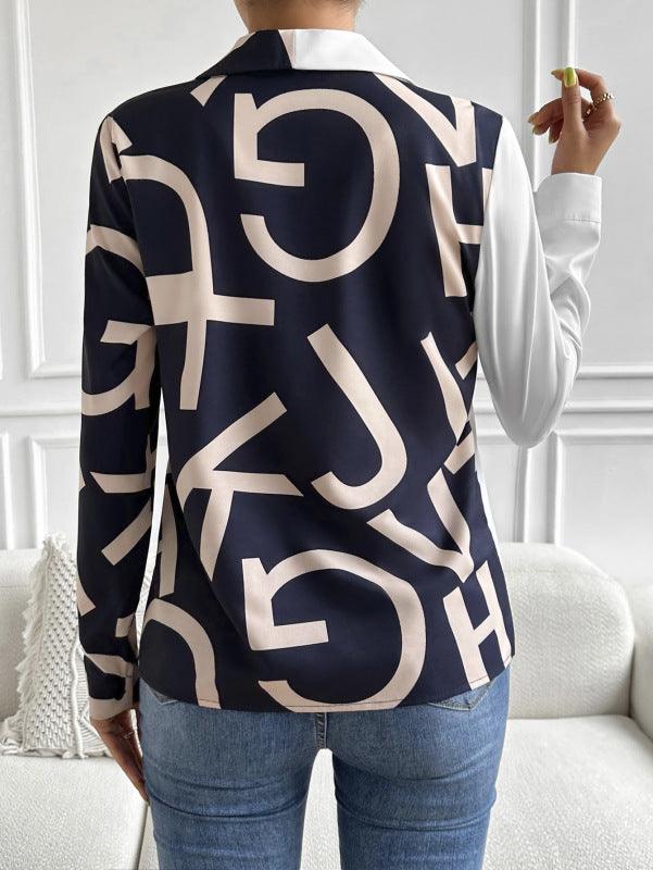 Women's Geometric Long-Sleeved Shirt - SALA