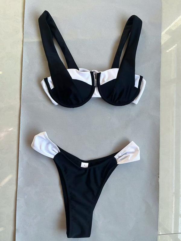 Women's Black & White Matching Two Piece Bikini Set - SALA