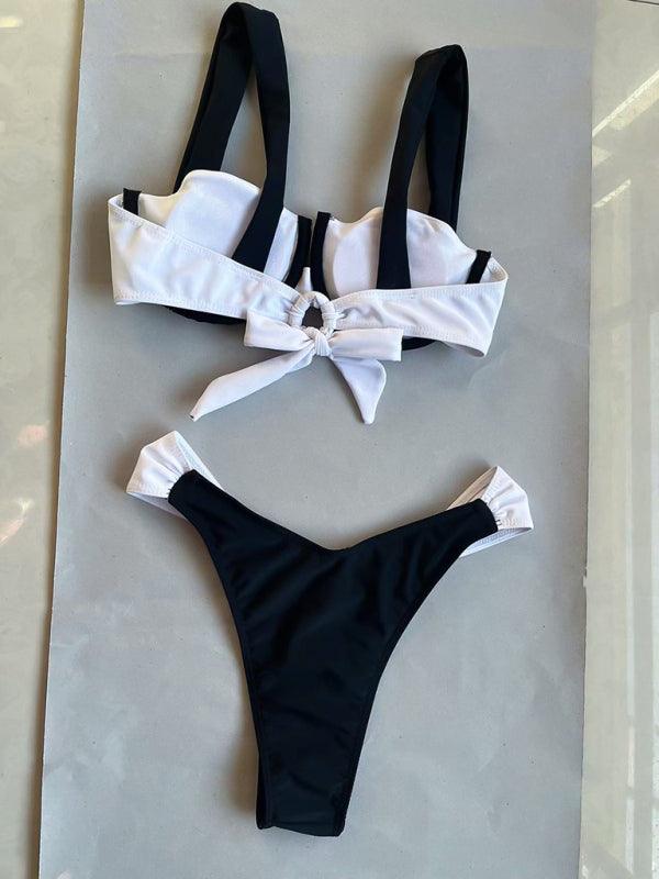 Women's Black & White Matching Two Piece Bikini Set - SALA