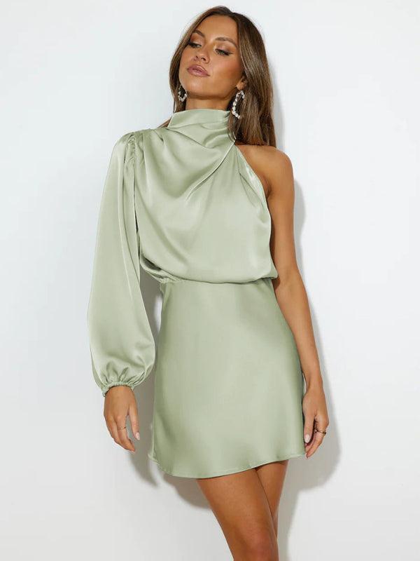 Women’s Long-Sleeved Waist Dress With Off Shoulder Design - SALA