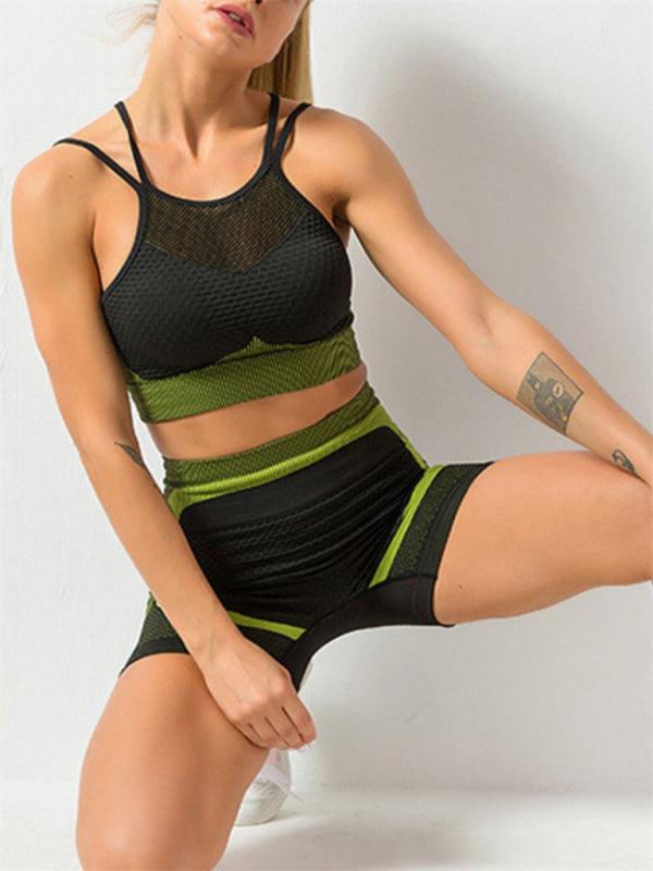 Women's Quick-drying Tight Seamless Backless Camisole Shorts Yoga Set