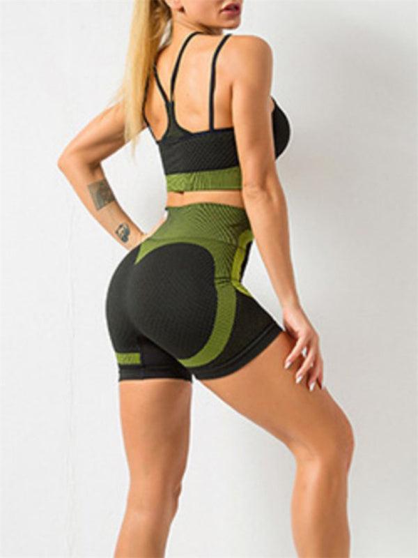 Women's Quick-drying Tight Seamless Backless Camisole Shorts Yoga Set