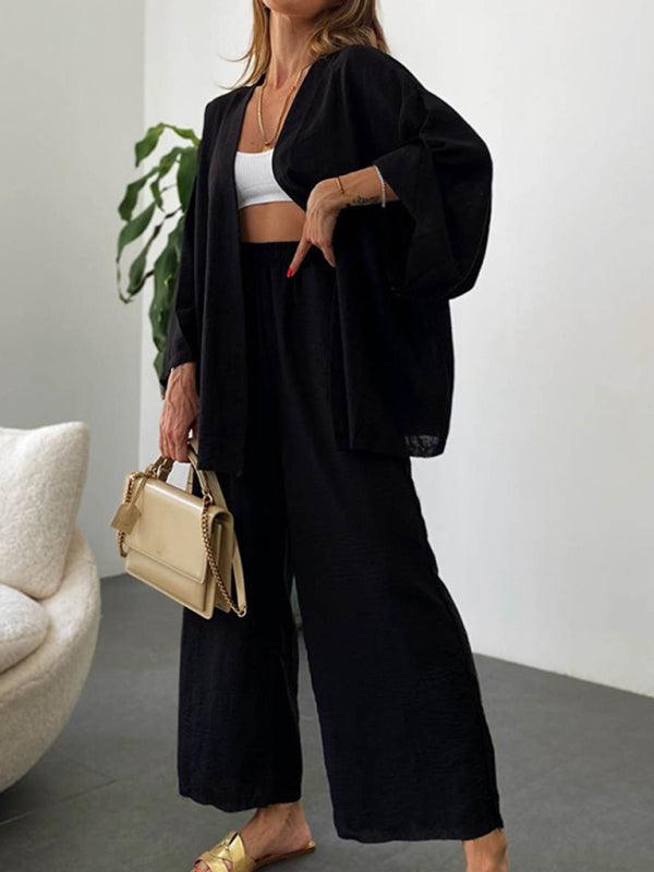 Long-Sleeved Cardigan Top + Pant Trousers Two-Piece Set - SALA