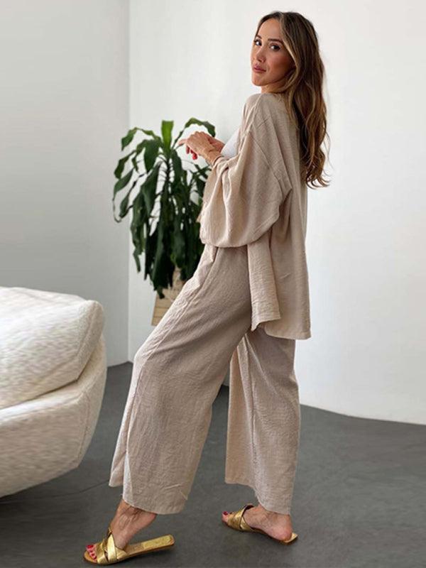 Long-Sleeved Cardigan Top + Pant Trousers Two-Piece Set - SALA