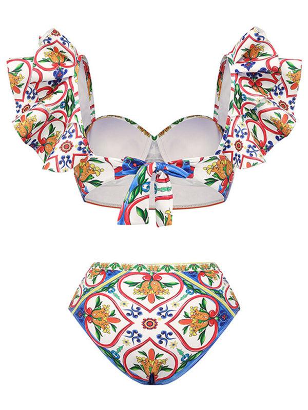 Ruffled Enamel Beach Swimsuit Set - SALA