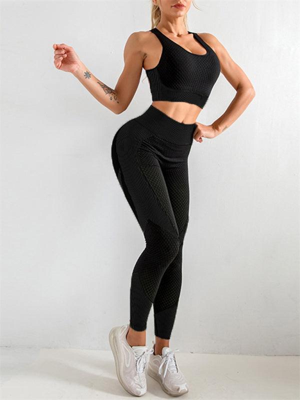 Two-Piece Yoga Set With Sports Tank Top + High Waist Leggings - SALA