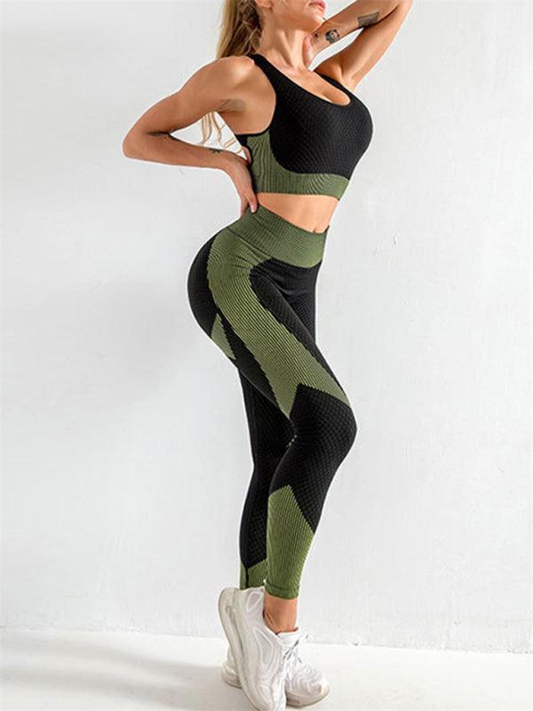 Two-Piece Yoga Set With Sports Tank Top + High Waist Leggings - SALA