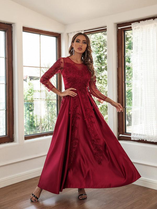 Woman's New Lace Swing Sexy Long Dress Trailing Banquet Dress
