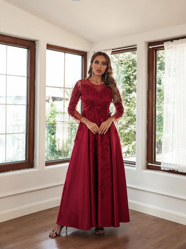 Woman's New Lace Swing Sexy Long Dress Trailing Banquet Dress