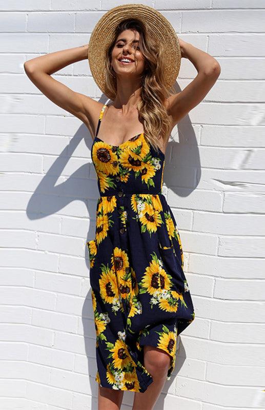 Women's Backless Halter Sun Dress - SALA