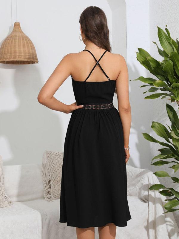 Women's Backless V-Neck Sling Dress - SALA