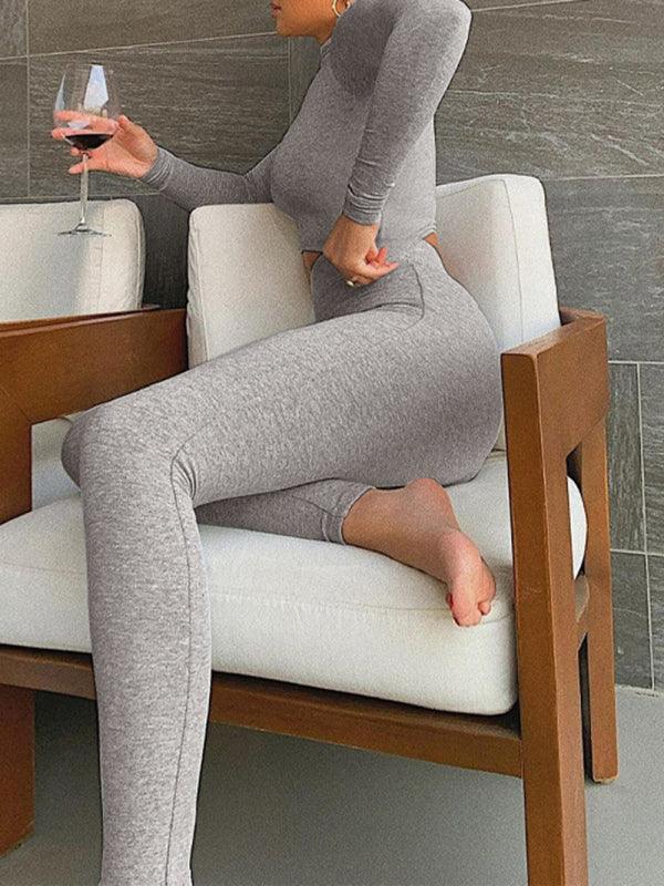 Women's Breathable Long Sleeve Sports Top + Tight Legging Set - SALA