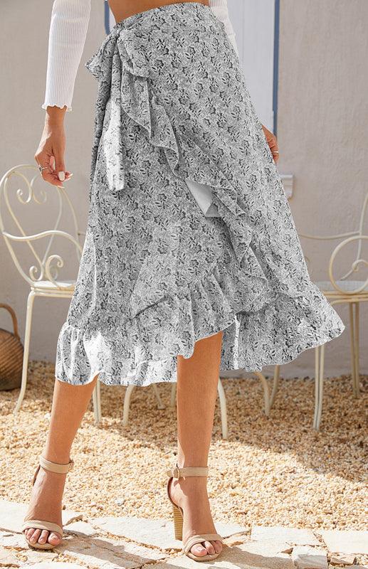 Ladies Casual Fashion Printed Irregular Skirt