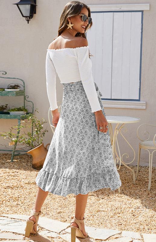 Ladies Casual Fashion Printed Irregular Skirt