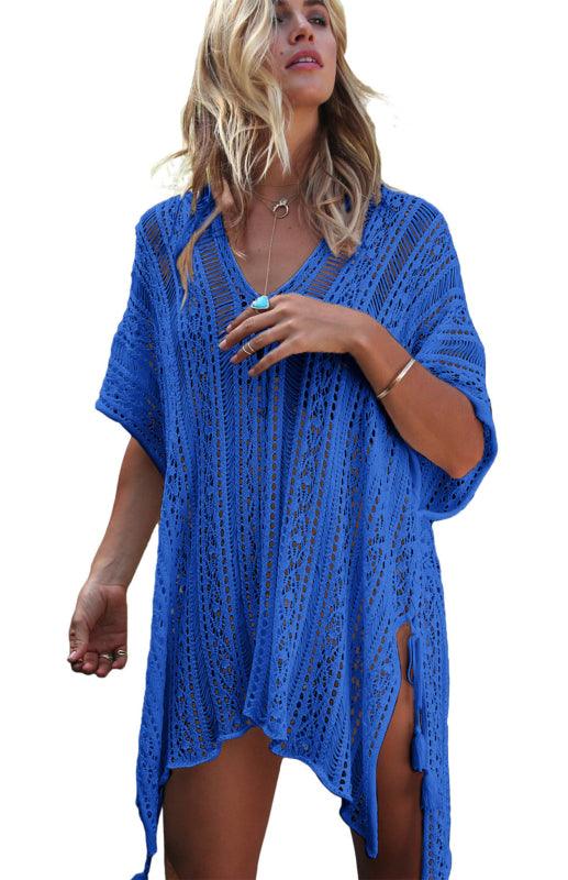 Crochet Knitted Tassel Tie Kimono Beachwear And Bikini Cover Up