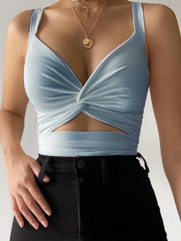 Women’s Elastic Cutout V Neck Backless Camisole Top - SALA