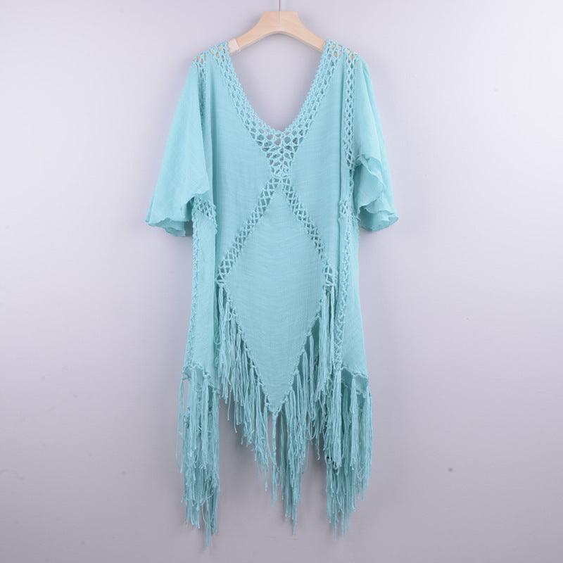 Women's Embroidered Fringe Cover-Up Beach Dress - SALA