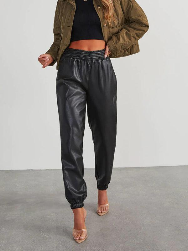 Women's Faux Leather Cuffed Pants - SALA