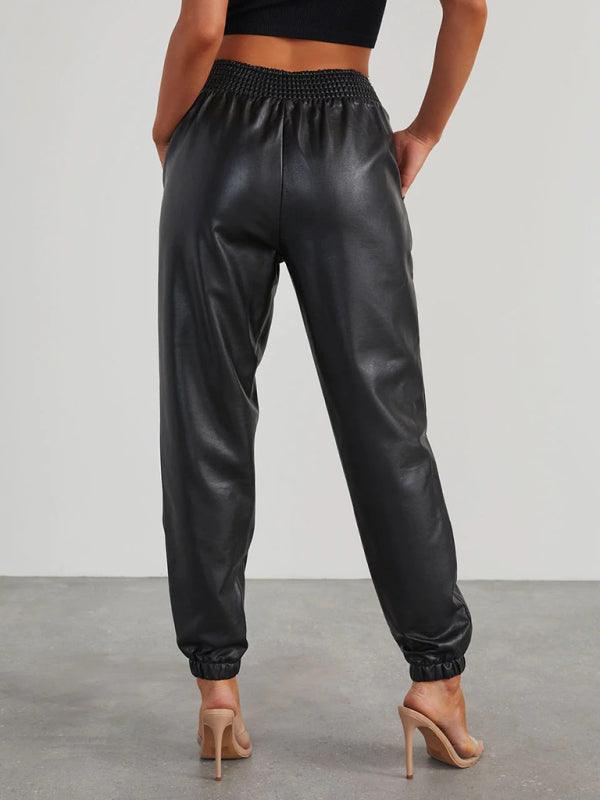 Women's Faux Leather Cuffed Pants - SALA