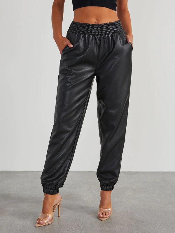 Women's Faux Leather Cuffed Pants - SALA