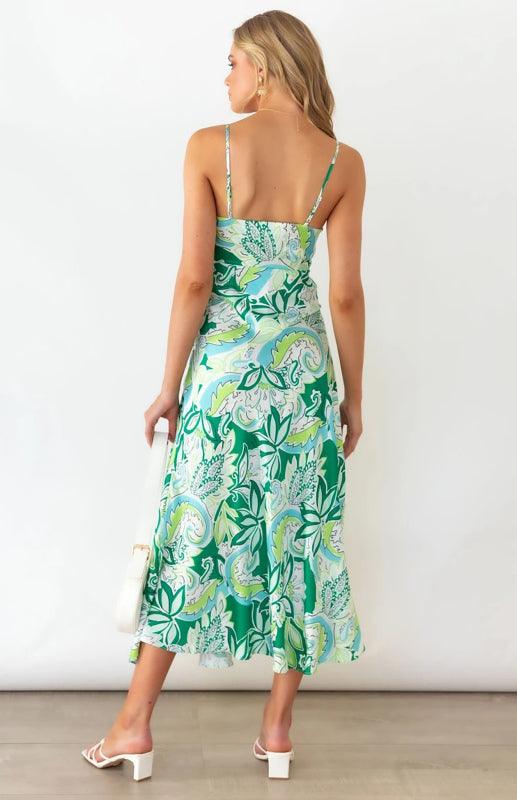 Women's Floral Side Strap Slit Dress - SALA