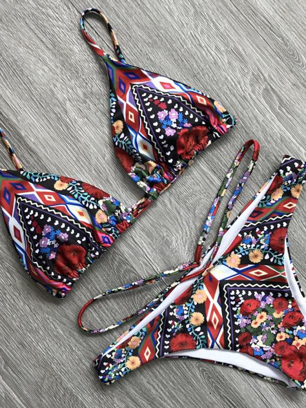 Women's Floral Split Tie Bikini Swimsuit - SALA